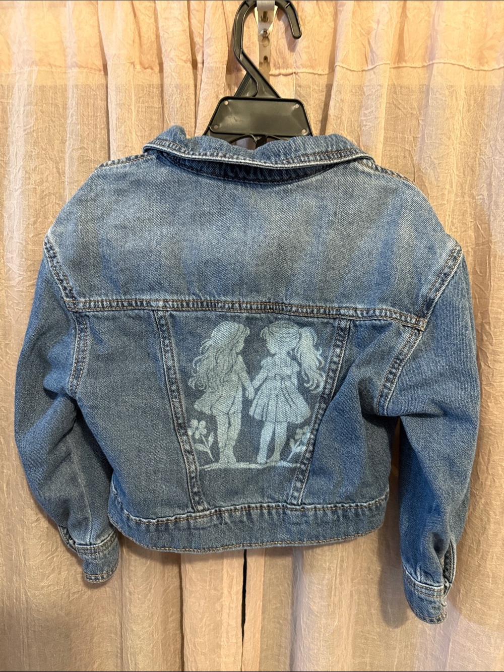 wonder nation Blue Denim Jacket with Girl Back Graphic